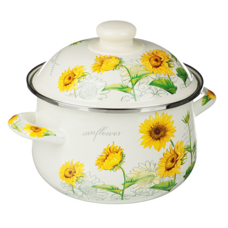 VETTA Подсолнухи Кастрюля эмалированная, 18см, 2,0л, индукция