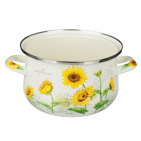 VETTA Подсолнухи Кастрюля эмалированная, 18см, 2,0л, индукция