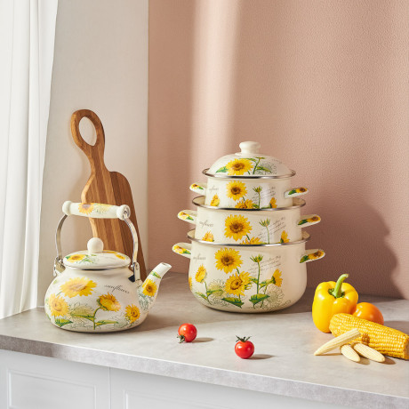 VETTA Подсолнухи Кастрюля эмалированная, 18см, 2,0л, индукция