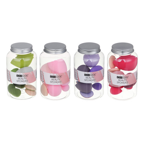 Спонжи косметические тм ЮНИLOOK 8 шт в банке, ПУ, 3-6см, 4 сочетания цветов