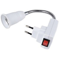 Ecola патрон-переходник вилка-патрон E27 гибкий 150мм с выключателем Белый APT7NWEAY (30!)