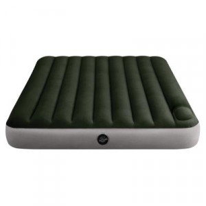 INTEX Кровать надувная DOWNY BED, (fiber-tech) встроенный ножной насос, 152x203x25см, ПВХ, 64763