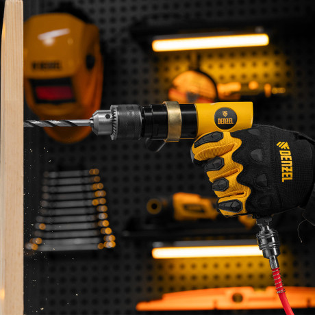 Пневматическая дрель PD500, 500 об/мин, 114 л/мин, 13 мм Denzel