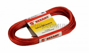 Трос стальной в ПВХ изоляции  d=2.0 мм, моток 20 метров, КРАСНЫЙ  REXANT, 09-5120-1