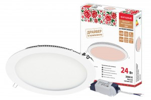 TDM св-к встр. св/д даунлайт (панель) СВО 24W 1140lm 3000K 2K 297х21мм драйв, бел., алюм SQ0329-0097