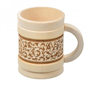 Кружка точёная с выжигом 0,5 л. "Бочонок", липа, 33282 Банные штучки