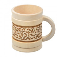 Кружка точёная с выжигом 0,5 л. &quot;Бочонок&quot;, липа, 33282 Банные штучки