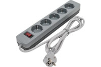 КОСМОС сет. удл.-фильтр ПВС 3х0.75 5роз. 1.8м 10А серый, земля, выкл.