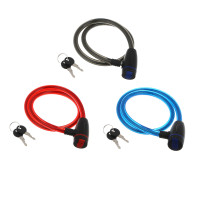 Замок велосипедный тм BY SPORT, противоугонный, тросовый, 800х12мм, металл, пластик, 3 цвета