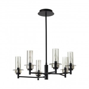 LUMION 6555/6C CLASSI LN25 черн./дымчатый/мет./стекло люстра E14 6x40W 220V MADONNA