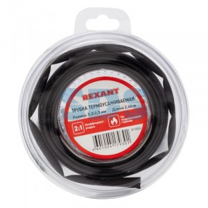 REXANT Трубка термоусадка ТУТ 5/2,5 мм черная, l ролика=2.44м (8ft) BL 29-0026