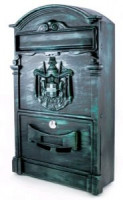Ящик почтовый мет АЛЛЮР №4010В зеленая патина В40,5*Ш25,5*Г7,5см,  2 кл