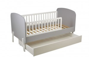 Кровать детская Polini kids Mirum 2010 c ящиком, серый-белый / белый (мест 2)