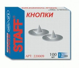 Кнопки канцеляр. STAFF 12мм*100шт, метал. 220009