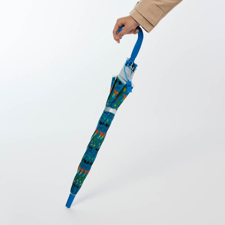Зонт-трость, детский, POE, пластик, сплав, 50см, 8 спиц, динозавры синий, МП-3