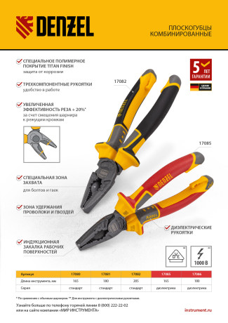 Бокорезы 160 мм, трехкомпонентные рукоятки Denzel