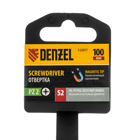 Отвертка, PZ2x100 мм, S2, 3к рукоятка Denzel