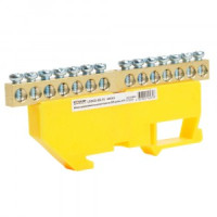STEKKER шина нулевая "ноль" на DIN-изоляторе 6x9, 14 отв. 76А, желтый LD555-69-14 49549 87