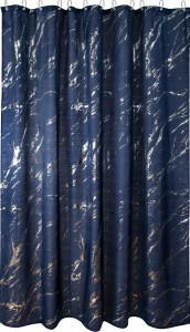 Штора для ванной 180x200см, полиэстер, Marble, синий, 550/Еврогарант