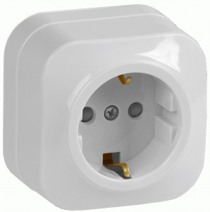 IEK GLORY роз. ОУ 1 мест. 16А (земля, шторки) РСш20-3-ХБ белый ERH14-K01-16