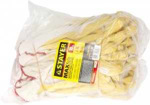 Перчатки STAYER "МASTER" MaxSafe трикотажные, обливная ладонь из латекса, х/б, 13 класс, L-XL, 10 па