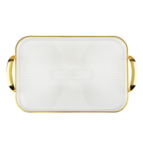 Поднос прямоугольный с ручками с золотой каемкой 42,5x27x3см РЕТ