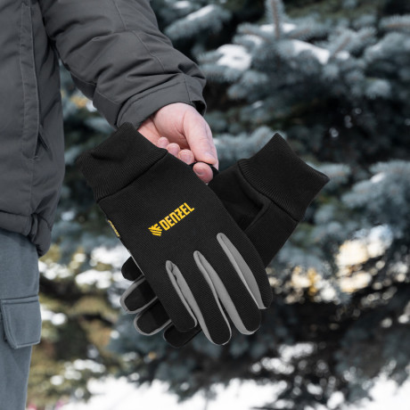 Перчатки универсальные, двойные, работа с сенсорным экраном, вязаная манжета, размер 10 Denzel