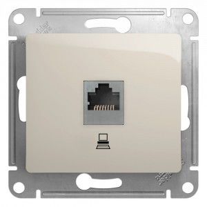 Systeme Electric GLOSSA мех. роз. комп. СУ 1 мест. молочный (пл.осн., RJ45) GSL000981K (5!)