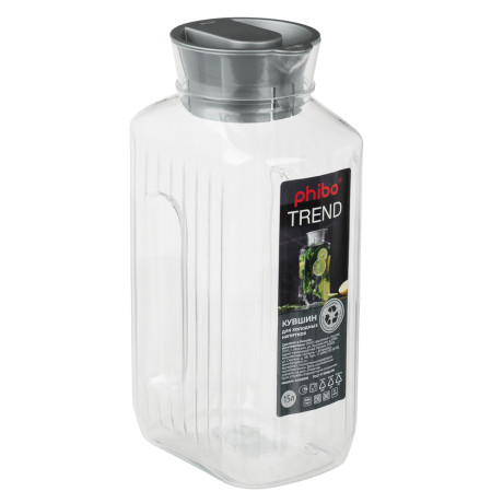 Кувшин с крышкой 1,5л TREND (11,8x8,5x22см), пластик
