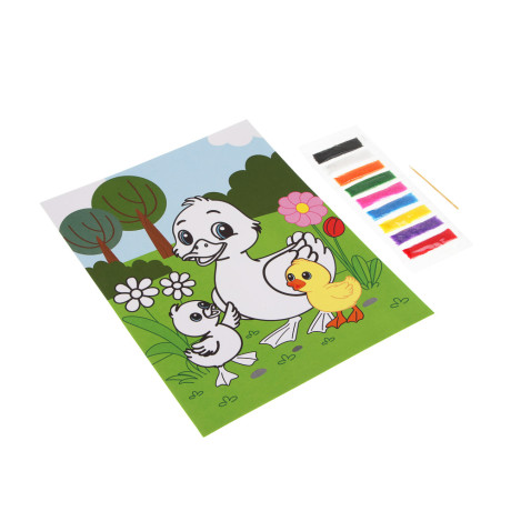 Фреска из песка с цветным фоном "Микс", бумага, песок 8-10цв., 21х27см