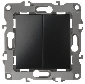 ЭРА 12 мех. выкл. (перекл.) СУ 2 кл. (перекрестный) 10А, 250В антрацит автоклеммы 12-1112-05