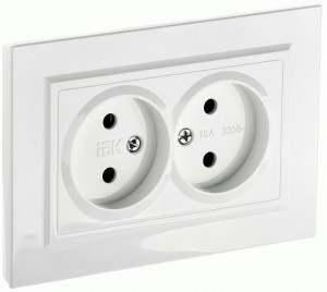 IEK BRITE роз. СУ 2 мест. (штор.) 10А РС12-2-БрБ белый BR-R20-10-K01-F