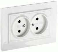 IEK BRITE роз. СУ 2 мест. (штор.) 10А РС12-2-БрБ белый BR-R20-10-K01-F