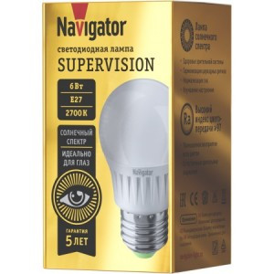 Navigator SUPERVISION шар G45 E27 6W(540lm) 2700K 2K 46х86 Ra97 NLL-G45-6-230-2.7K-E27-FR-SV