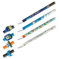 Ручка гелевая стираемая MESHU "Games" синяя, 0,5мм, корпус ассорти, с топпером Арт.362469