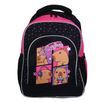 FLOMIK Рюкзак школьный 39х30х22см, &quot;Капибара&quot;, 1 отд., 1 передний, 2 бок.карм., эрг.спинка, упл.лям.