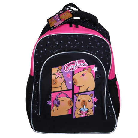 FLOMIK Рюкзак школьный 39х30х22см, "Капибара", 1 отд., 1 передний, 2 бок.карм., эрг.спинка, упл.лям.