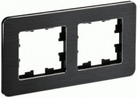 IEK BRITE Рамка СУ 2 мест. РУ-2-1-Бр металл черный RE AL BR-M22-M-21-K02