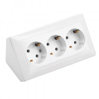 Bylectrica СТИЛЬ розетка угловая ОУ 3 мест. 16A бел. (земля) IP20 (РА16-792)
