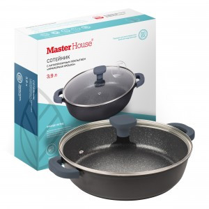 Сотейник литой алюминий с крышкой Шеф Андреа 3,9л(1,7мм), бакел.ручка,д/всех плит 75347 Master House