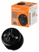 TDM Болонь Выкл фарфор. поворот 2-кл. с ручкой (бантик) 10А черный Ретро SQ1820-0210