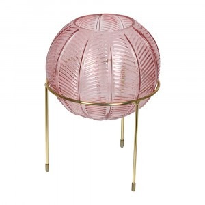 Ваза стеклянная круглая Irida на подставке 20x28 см розовая QWERTY