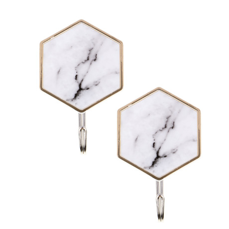 Крючки самоклеящиеся тм VETTA Белый мрамор, пластик, металл, 2 шт