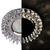 Ecola MR16 GU5.3 LD1661 св-к Стекло Круг стразы Гребенка подсвет. 4K Хром-зерк 42x95 SK16RCEFB (10!)