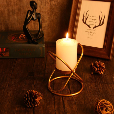 Подсвечник металл, 9х9х10 см, цвет золотой