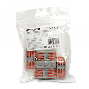 STEKKER клемма СМК проходная с рычагом LD222-423 3х(0,08-2,5(4)мм2) 32A (уп.5шт, цена за уп) 39487