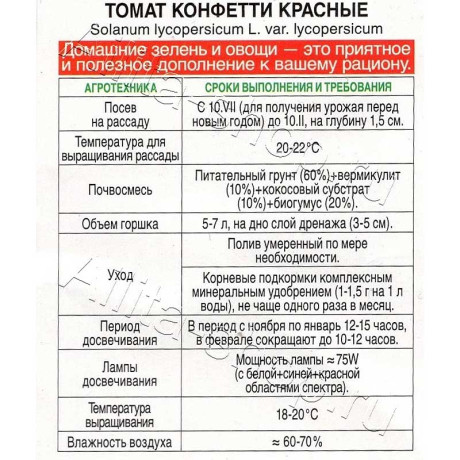 Семена Томат Конфетти красные Аэлита Цx10