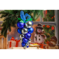 Подвеска из шаров Т037-1 Виноград 30см Сереб-Синий х24