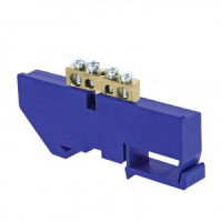 EKF Шина N "Ноль" (нул.) 6х9мм 4 отв. синий  (с изолятором на DIN-рейку, латунь) sn0-63-04-d