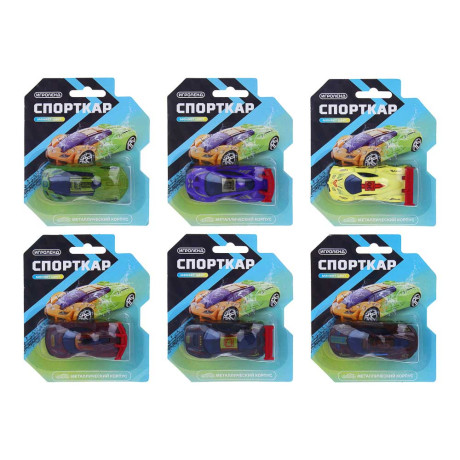 ИГРОЛЕНД Машинка "Спорткар", меняет цвет при контакте с водой, металл, 11,2х16 см, 6 диз.